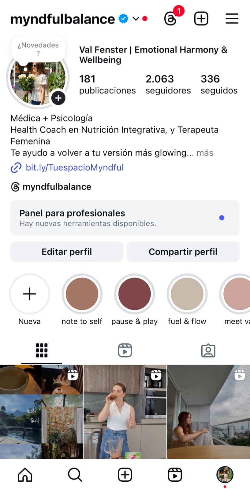 Perfil de Instagram - Myndful Balance